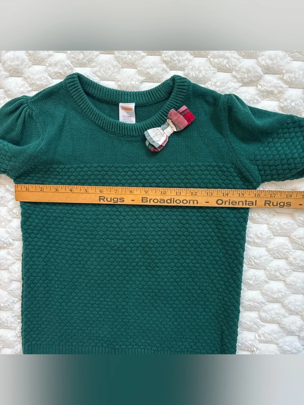 Gymboree Bubble Stitch Girls Sweater Size 12 Plaid Bow Detail Knit Holiday